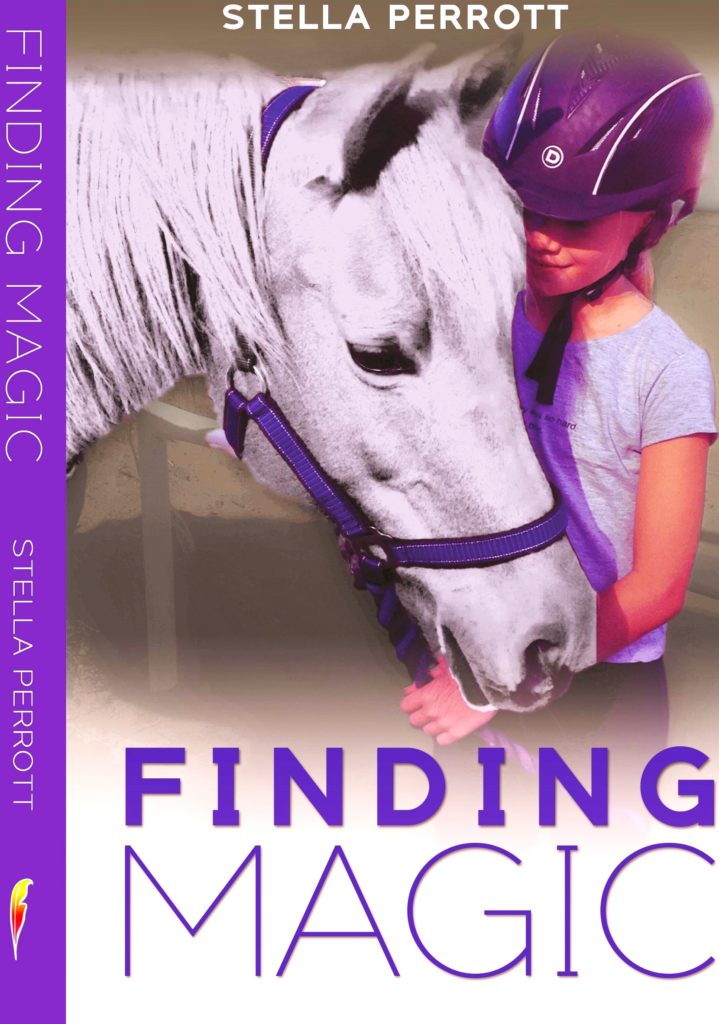 Finding Magic book cover of a young girl with a grey horse